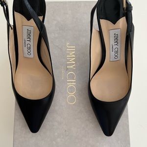 Jimmy Choo black leather slingback. Excellent condition, worn twice.